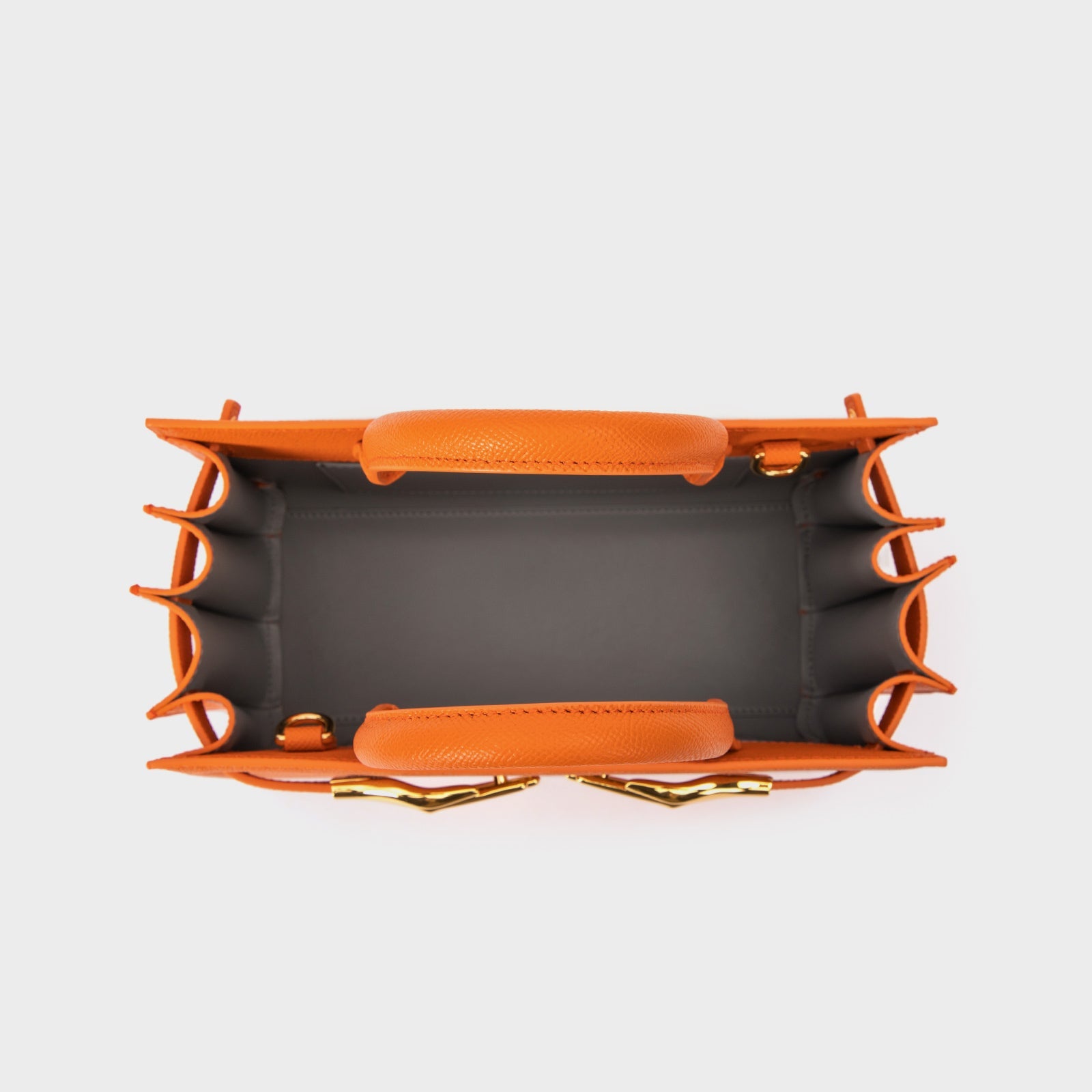 Geantă structurată din piele Saffiano portocalie