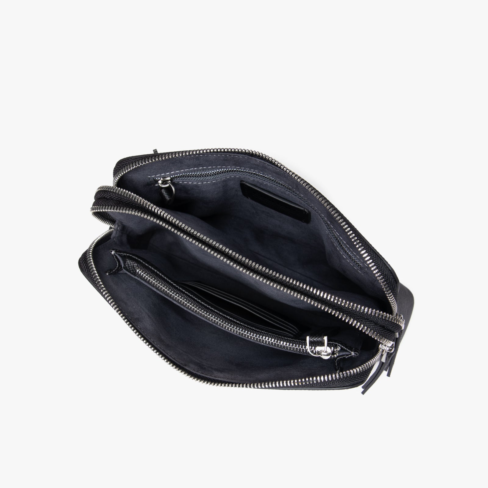Clutch cu fermoar dublu Saffiano