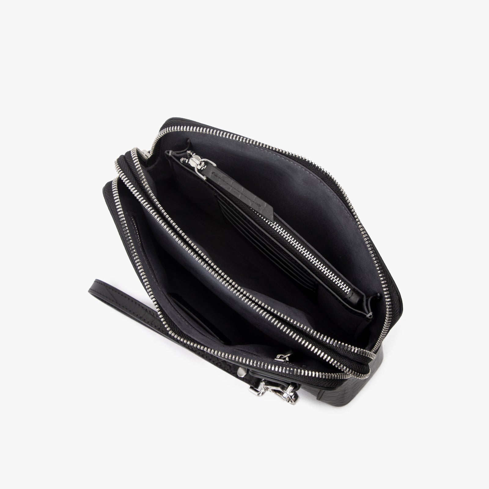 Clutch aus Leder mit Krokodilprägung
