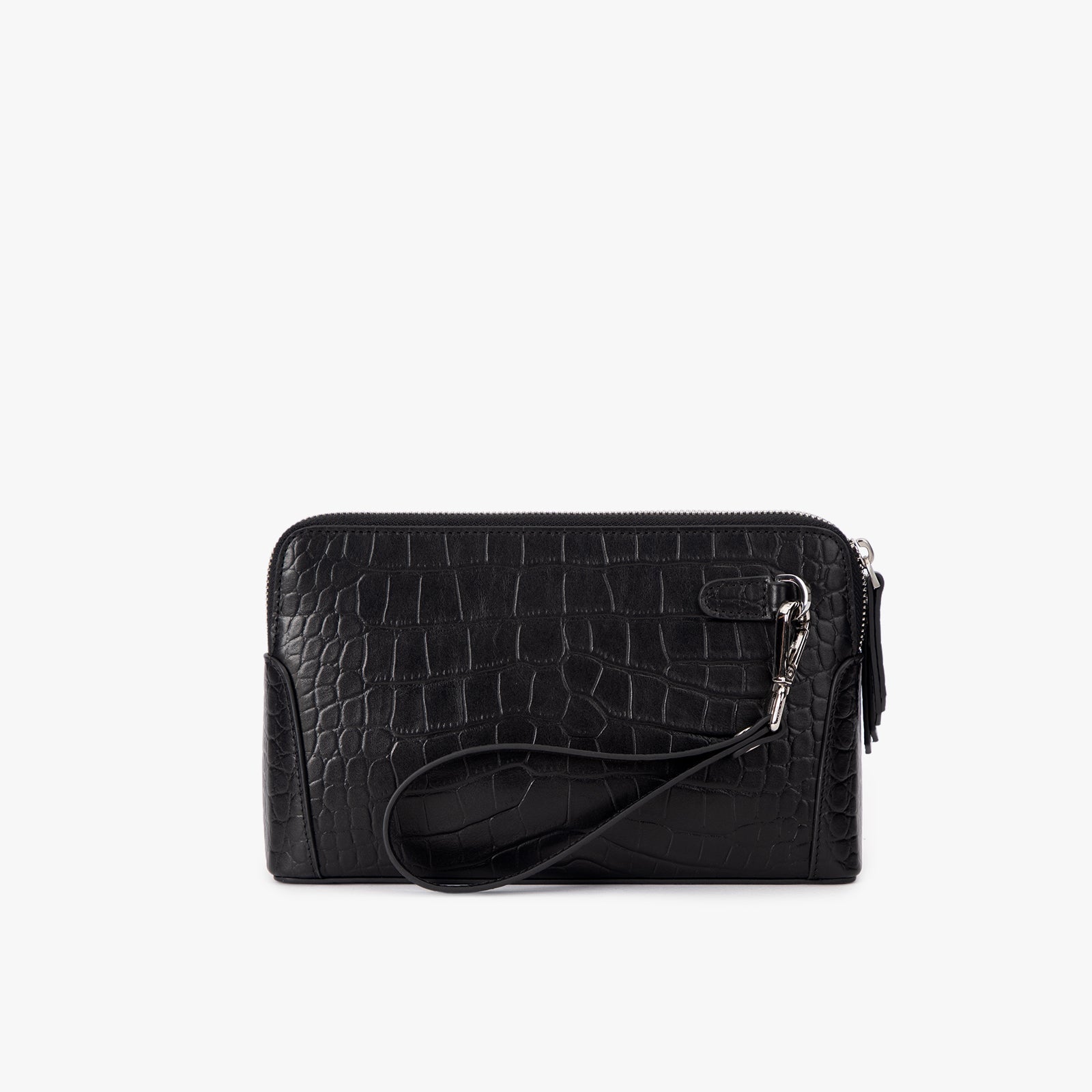 Clutch aus Leder mit Krokodilprägung