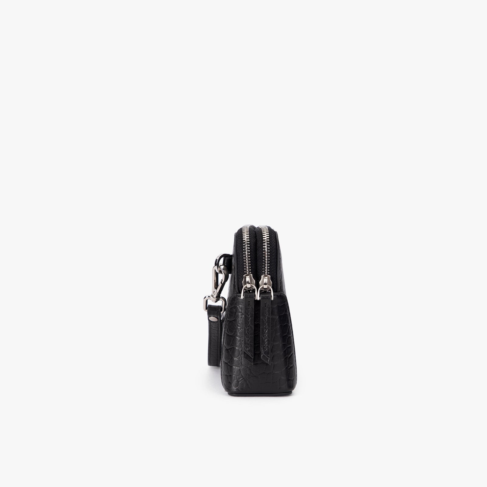 Clutch aus Leder mit Krokodilprägung