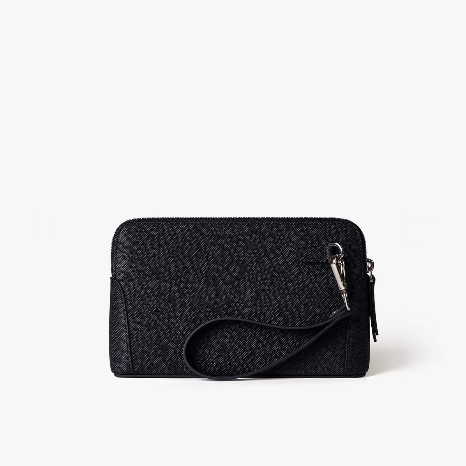Clutch cu fermoar dublu Saffiano