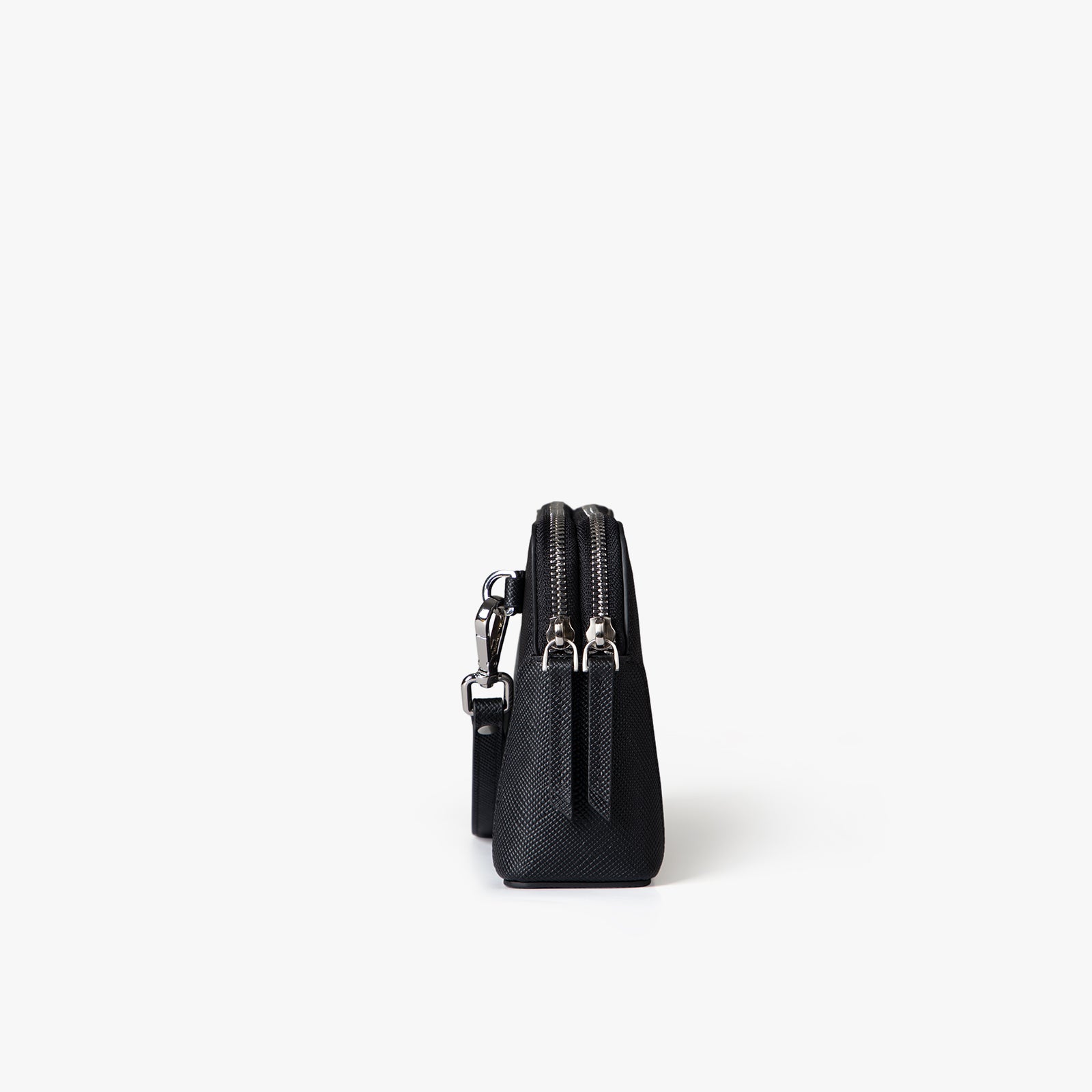 Clutch cu fermoar dublu Saffiano