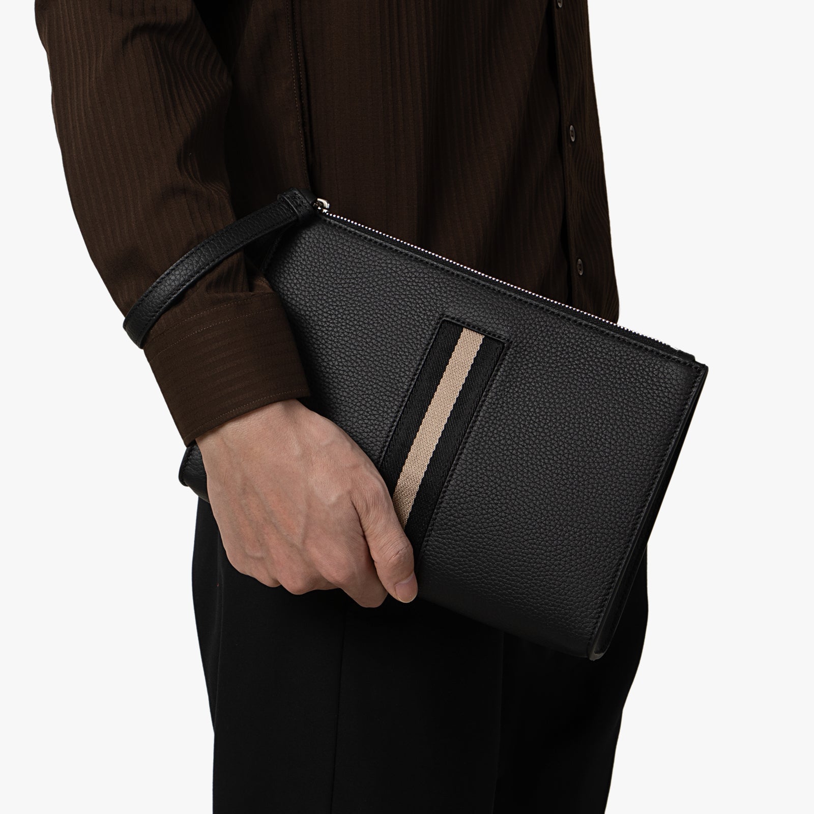 Stripe Pebble Clutch