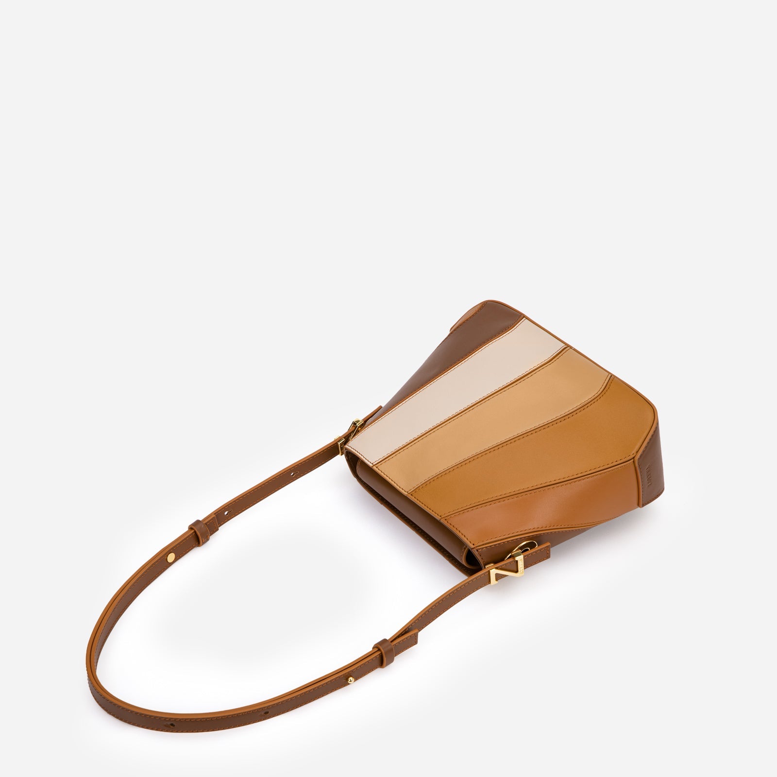 Rainbow brown leather crossbody bag