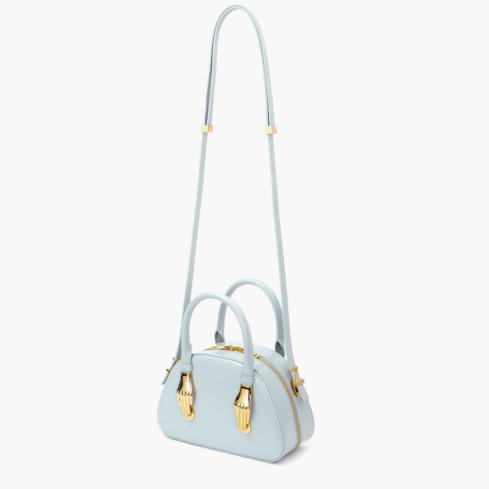 Shell Top handle blue women's leather bag