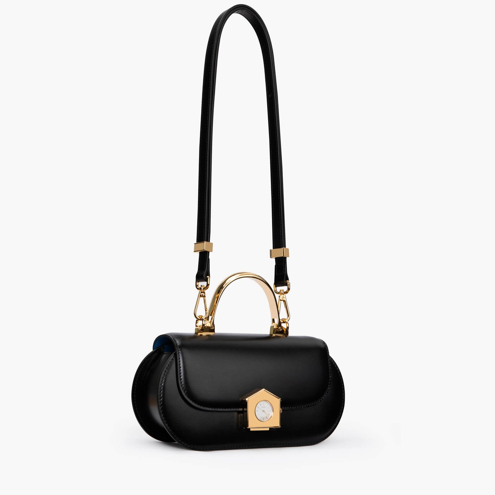 Sophia Black Leather Top Handle Bag