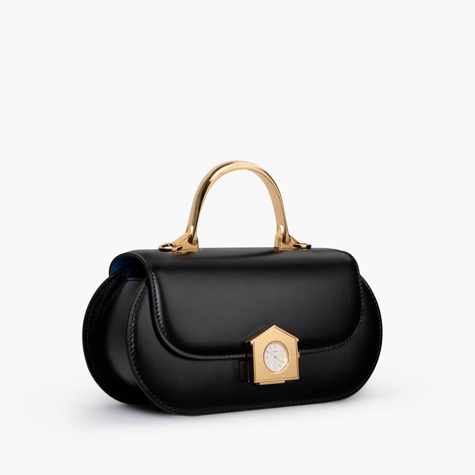 Sophia Black Leather Top Handle Bag